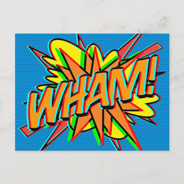 WHAM Fun Retro Comic Book Pop Art Postcard (Front)