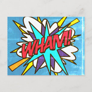 WHAM Fun Retro Comic Book Pop Art Postcard