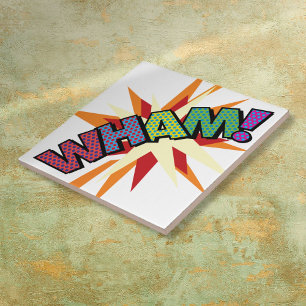 WHAM Fun Retro Comic Book Pop Art Tile