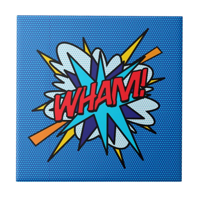 WHAM Fun Retro Comic Book Pop Art Tile (Front)
