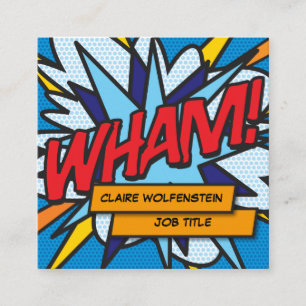 WHAM Fun Retro Comic Book Square Business Card