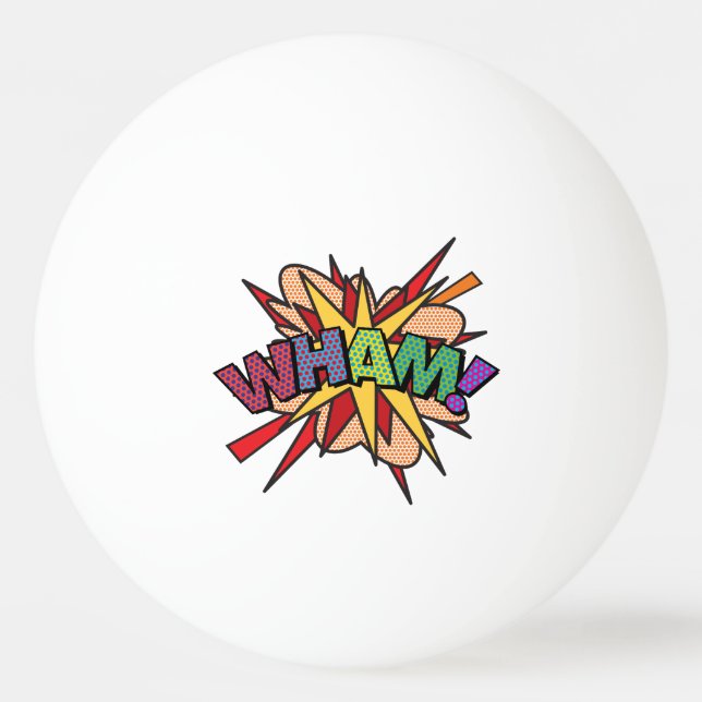 WHAM Funny Modern Cool Comic Book Ping Pong Ball (Front)