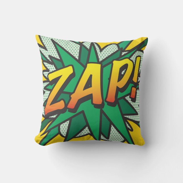 WHAM ZAP Fun Retro Comic Book Pop Art Outdoor Cushion (Front)