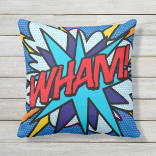 WHAM ZAP Fun Retro Comic Book Pop Art Outdoor Cushion