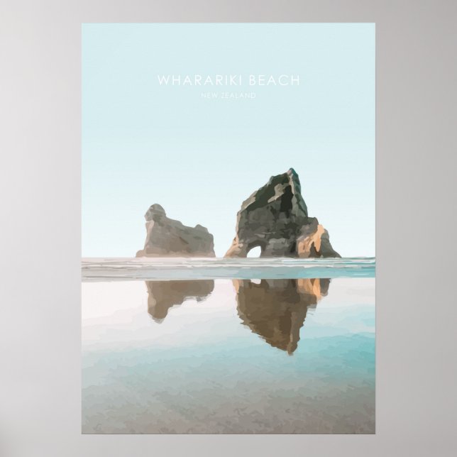 Wharariki Beach, New Zealand Travel Artwork Poster (Front)