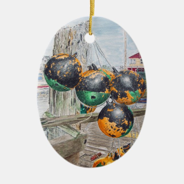 Wharf Bumpers Artwork Ceramic Tree Decoration (Front)