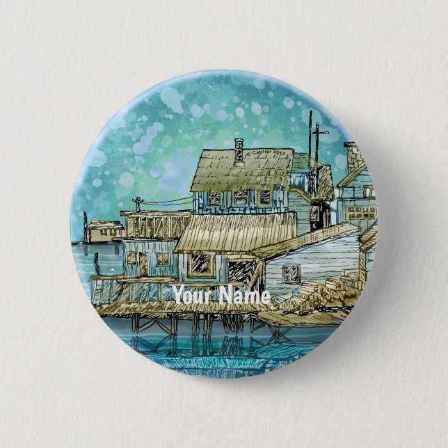 Wharf Scene  6 Cm Round Badge (Front)