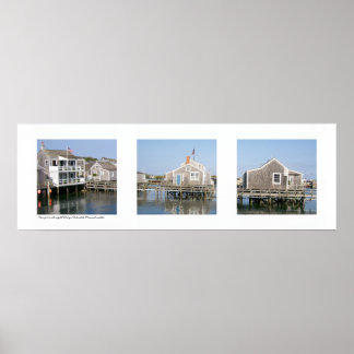 Wharf Scene Nantucket, Massachusetts Triptych Poster