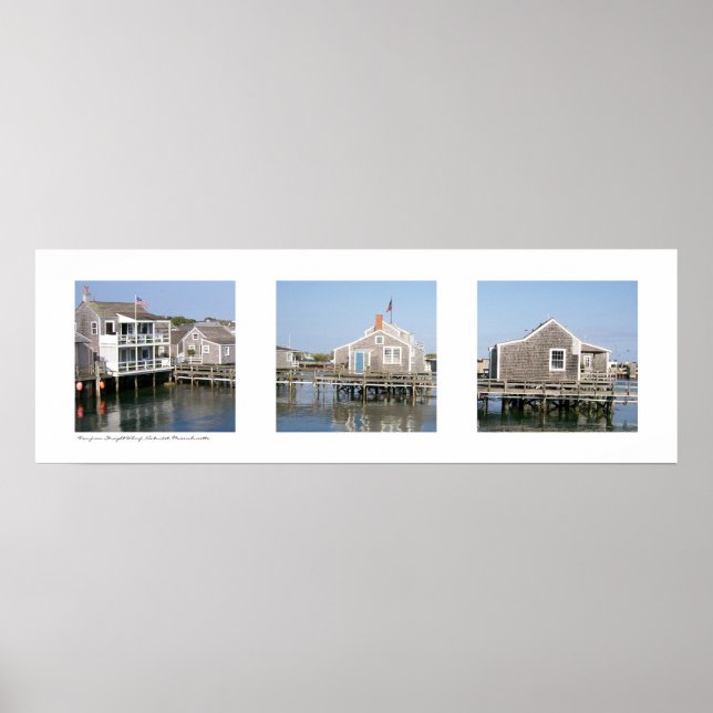Wharf Scene Nantucket, Massachusetts Triptych Poster (Front)