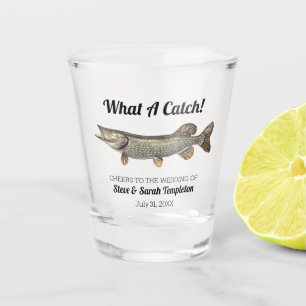 What a Catch Fishing Pike Wedding Date Favour Shot Glass