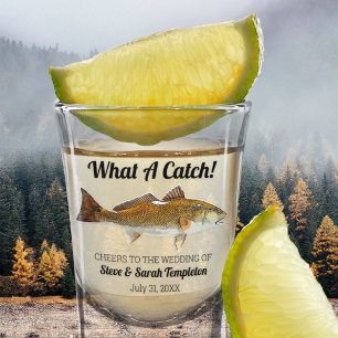 What a Catch Fishing Redfish Wedding Date Favour Shot Glass