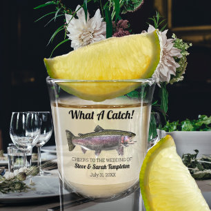 What a Catch Fishing Trout Wedding Date Favour  Shot Glass