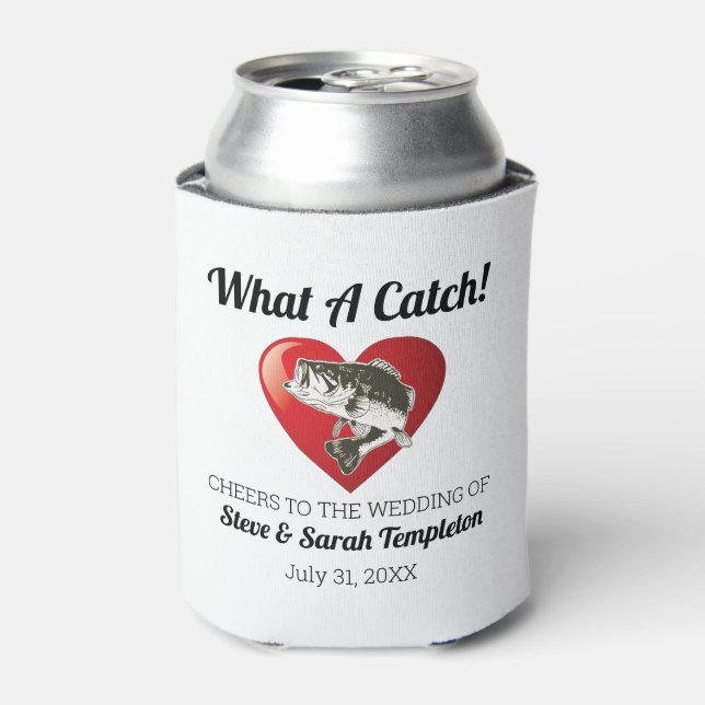 What a Catch Wedding Day Fish Favours Can Cooler (Can Front)