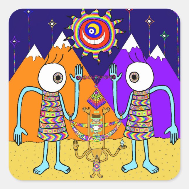 What A Colourful World Sticker (Square) (Front)