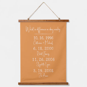 What a difference a day makes Custom Family Dates Hanging Tapestry