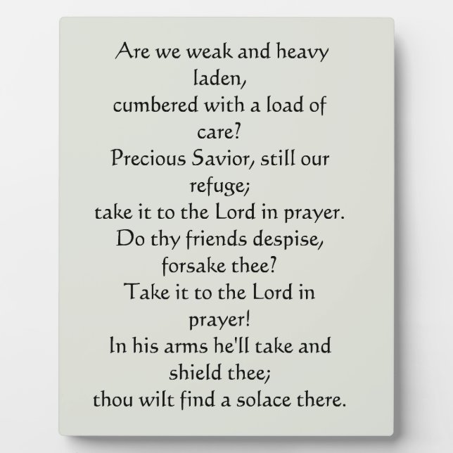 What a Friend We Have in Jesus Plaque (Front)