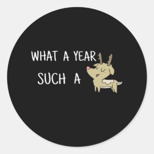 What A Fun Deer Moment Retro Style  Classic Round Sticker