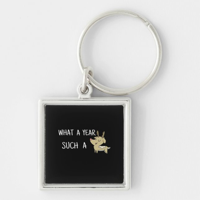 What A Fun Deer Moment Retro Style  Key Ring (Front)