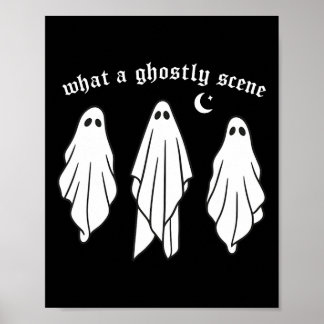 What A Ghostly Scene Retro Fall Halloween Poster