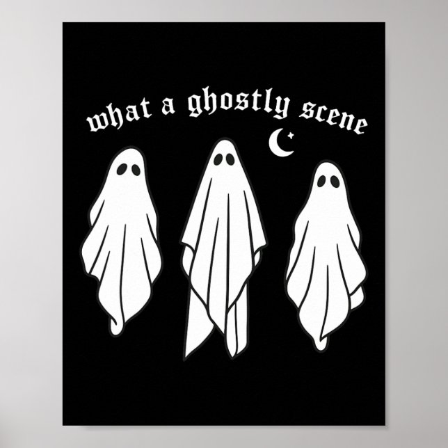 What A Ghostly Scene Retro Fall Halloween  Poster (Front)