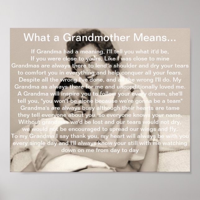 What a Grandmother Means, Rememberance  Poem Poster (Front)