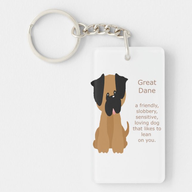 What a Great Dane is Fun Dog Quote Key Ring (Front)