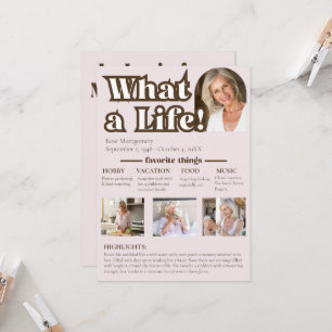 What a Life, In Memory Of, Story of a loved one  Invitation