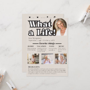 What a Life, In Memory Of, Story of a loved one Invitation