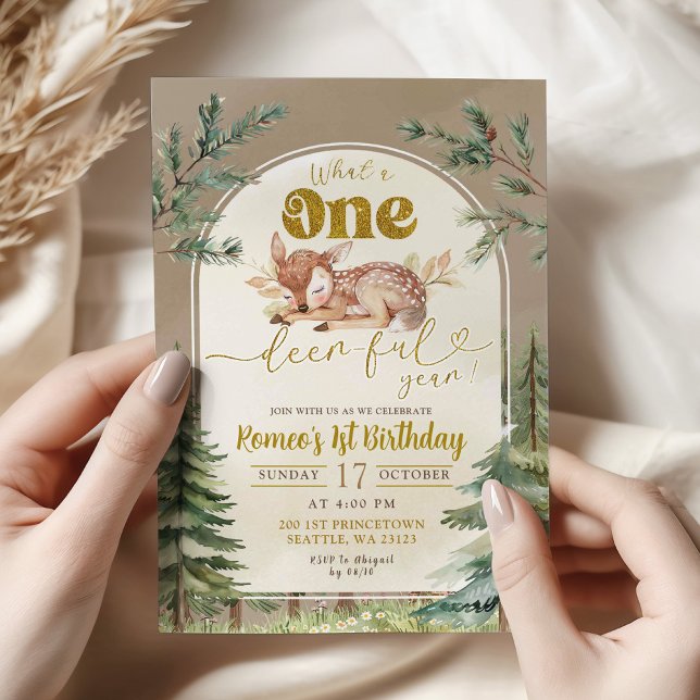 What A Onedeerful Forest Boho 1st Birthday Boy Invitation (Creator Uploaded)