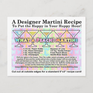 What a Peach! Spring Martini Recipe Card Postcard
