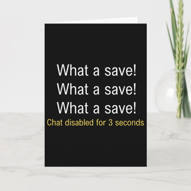 What A Save! Funny Car Soccer Gamer Meme  Card (Front)