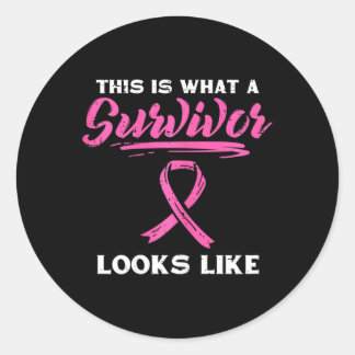 What A Survivor Looks Like Breast Cancer Awareness Classic Round Sticker