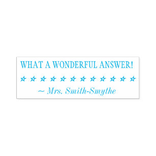 "WHAT A WONDERFUL ANSWER!" Educator Rubber Stamp