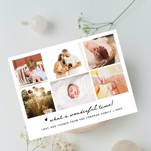 What a Wonderful Time Simple 6 Photo Thank You Postcard