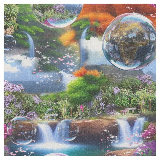 What a Wonderful World I live in Fabric (Close Up)