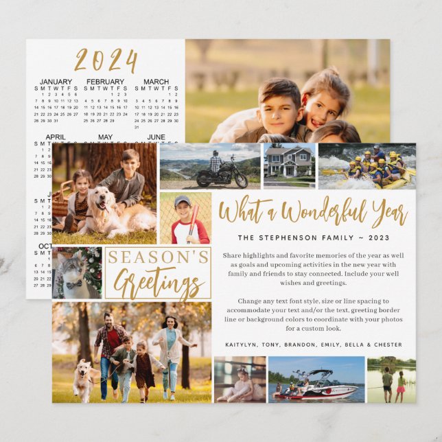 What a Wonderful Year 11 Photo 2024 Calendar Holiday Card (Front/Back)