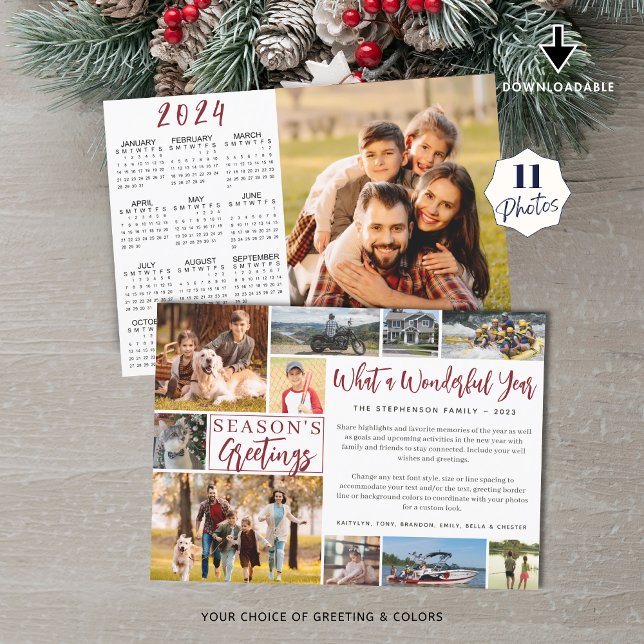 What a Wonderful Year 2023 11 Photo 2024 Calendar Holiday Card (Creator Uploaded)