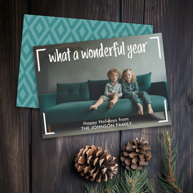 What a Wonderful Year - Christmas Photo Holiday Card (Rustic Modern Christmas Card with 1 Photo and Type Overlay - Print and Download Options)