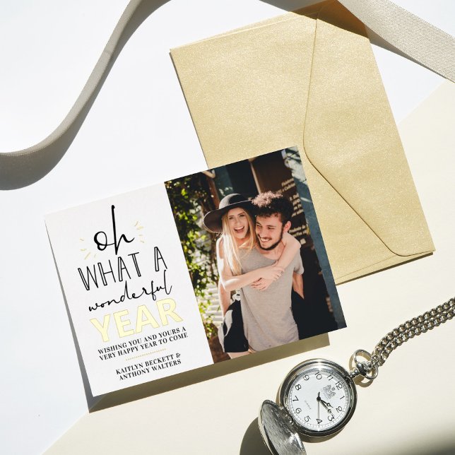 What A Wonderful Year | Happy New Year Photo Real Foil Holiday Card (Creator Uploaded)