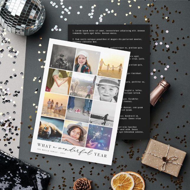 What A Wonderful Year In Review 12 Photo Collage Holiday Card (Creator Uploaded)