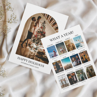 What a Year 12 Photos Christmas Minimalist Holiday Card