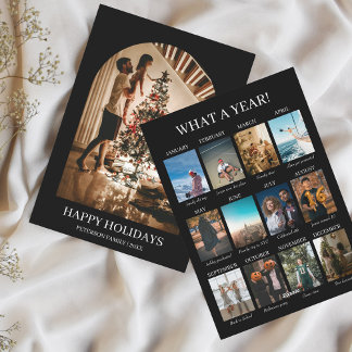 What a Year 12 Photos Christmas Minimalist Modern Holiday Card