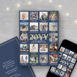 What a Year 18 Photo Collage & Captions Navy Blue Holiday Card<br><div class="desc">What a year to remember! Send stylish joyful greetings and share 18 favorite pictures with a 5x7 photo collage holiday card. Create your own unique year in review card for family and friends to enjoy. All pictures and wording on this template are simple to personalize. The colors and font styles...</div>