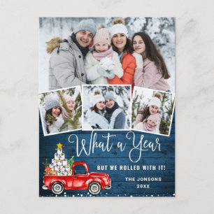 What a Year 2020 Christmas Red Farm Truck 4 Photo Postcard