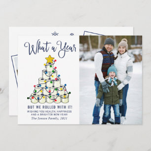 What a Year 2021 Christmas 3 Photo Greeting Holiday Card