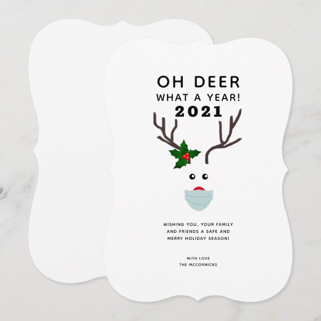 What A Year 2021 Funny Christmas Saying Reindeer (Front/Back)