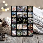 What a Year! Black 18 Photo Collage & Captions Foil Holiday Card<br><div class="desc">What a year to remember! Send stylish joyful greetings and share 18 of your favourite pictures with a custom photo collage black, white and gold foil holiday card. All text on this template is simple to personalise to include any wording such as Merry Christmas, Happy Holidays, Seasons Greetings, New Years...</div>