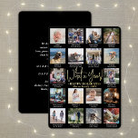 What a Year! Black 18 Photo Collage & Captions Foil Holiday Card<br><div class="desc">What a year to remember! Send stylish joyful greetings and share 18 of your favourite pictures with a custom photo collage black, white and gold foil holiday card. All text on this template is simple to personalise to include any wording such as Merry Christmas, Happy Holidays, Seasons Greetings, New Years...</div>