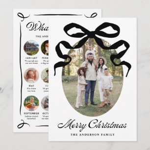 What a Year Black Bow Year in Review Oval Photo Holiday Card
