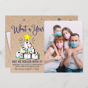 What a year Christmas 3 Photo Greeting Holiday Card